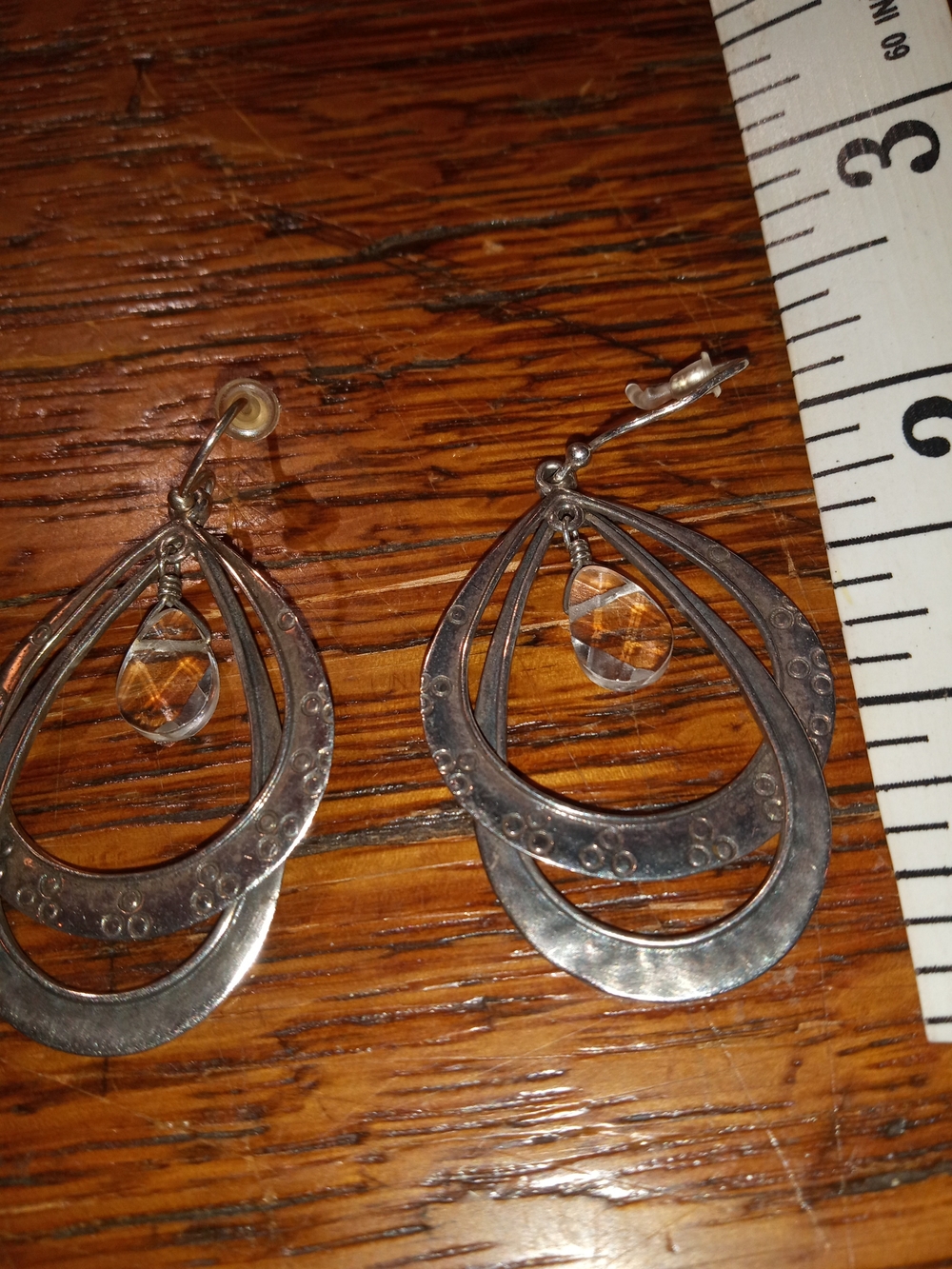 Silpada Silver Teardrop Dangle Earrings with Amber Crystal Drops